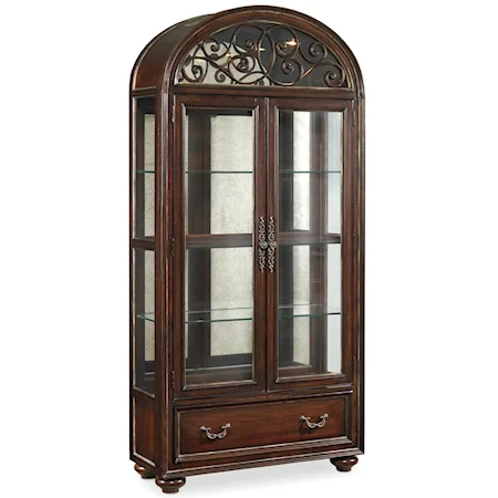 2 Door Display Cabinet with Antique Mirrored Back Panel
